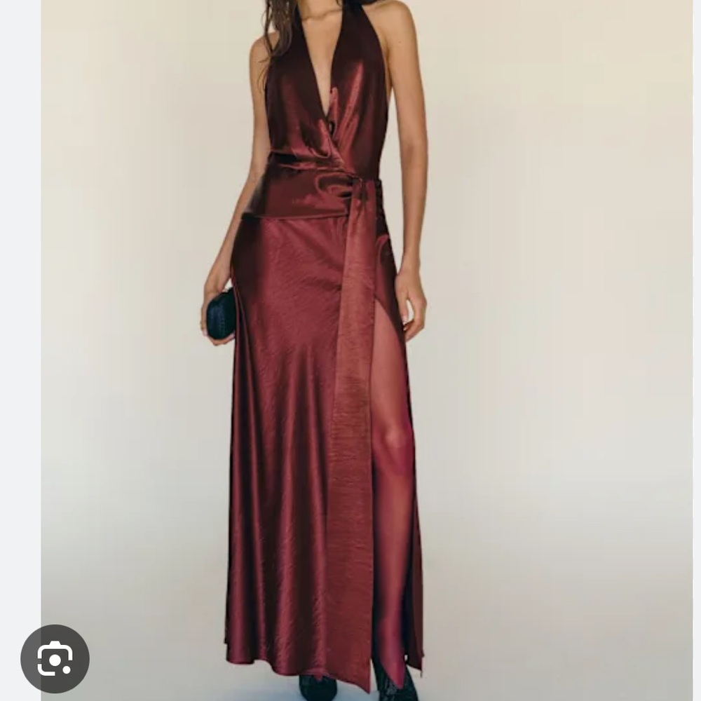 NEW NWT Reformation Oceane Satin Maxi Dress Burgundy - Picture 1 of 5